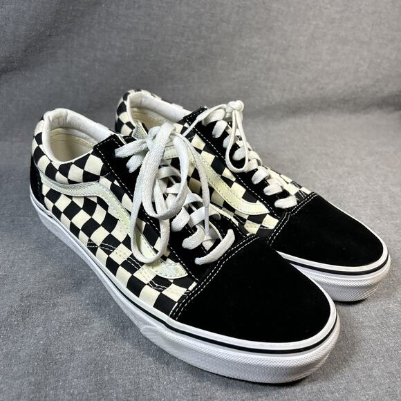 Vans Old Skool Black White Checkerboard Skate Shoes Mens 8 Womens 9.5